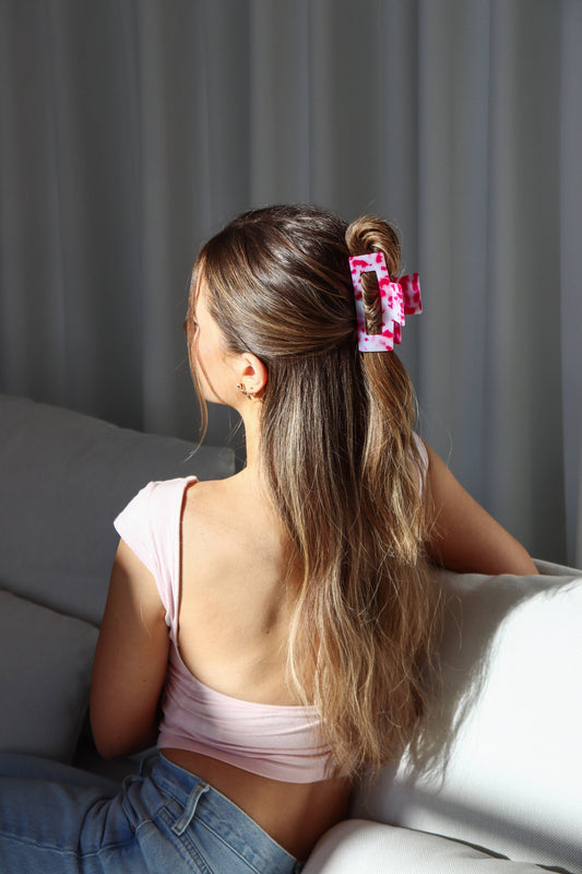 Pince à cheveux moyenne : Paradis rose