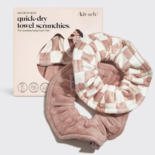 Serviette en microfibre à séchage rapide Scrunchie, 2 pièces, carreaux en terre cuite
