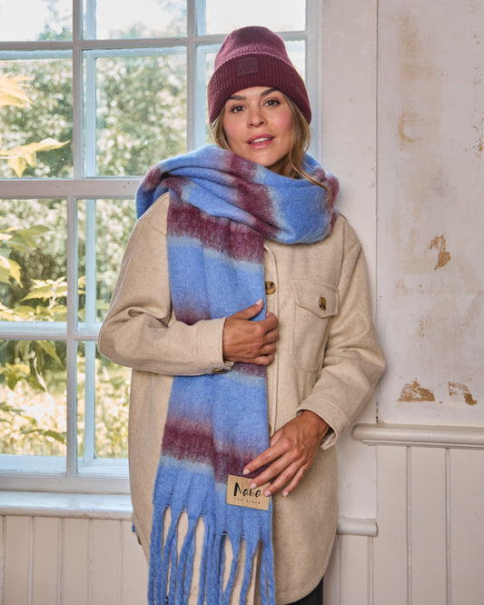 Foulard Geneviève - Bleu et bourgogne