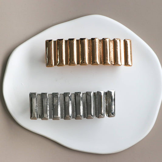 Pince à cheveux Halto en métal à texture gaufrée, doré/argenté: Or