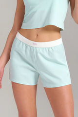 Short en coton biologique côtelé - Aqua mist