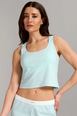 Camisole en coton biologique côtelé - Aqua mist