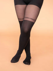 Collant cuissardes motif croisé