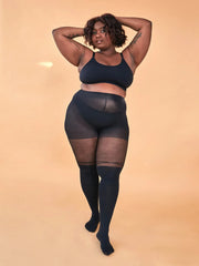 Collant cuissardes motif croisé