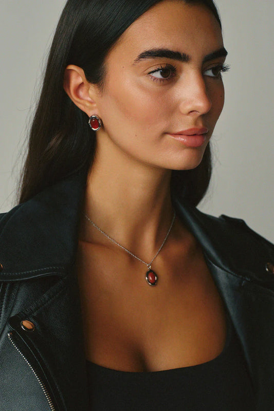 Boucle d'oreilles Bordeaux - Argent