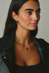 Boucle d'oreilles Bordeaux - Argent
