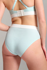 Culotte taille haute en coton biologique côtelé - Aqua mist