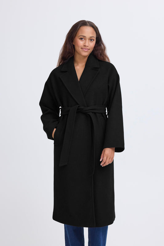 Manteau Jannet avec ceinture - Noir
