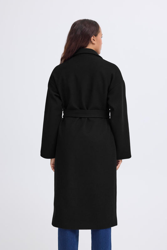 Manteau Jannet avec ceinture - Noir