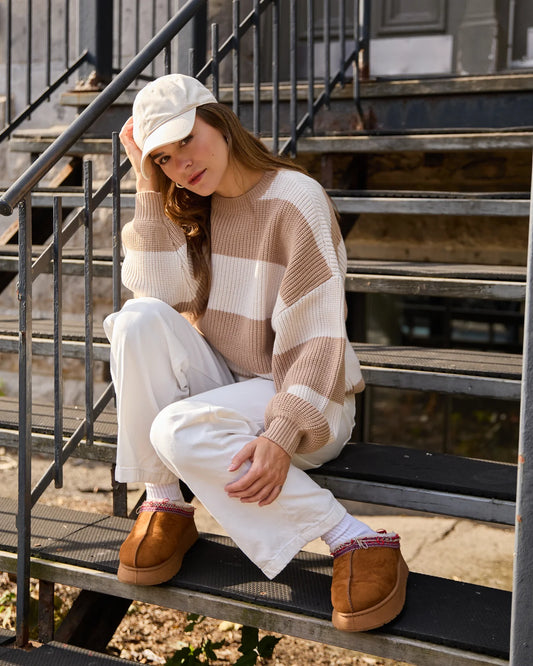 Tricot Mélina - Rayures crème