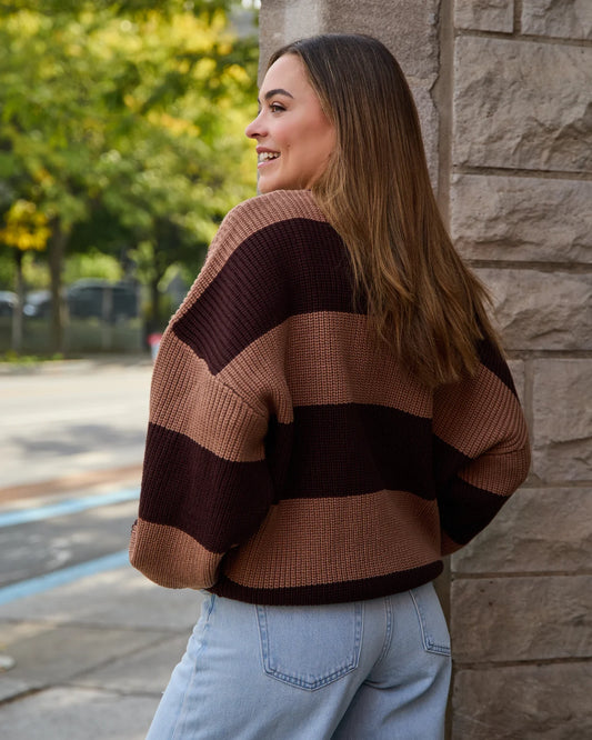 Tricot Mélina - Rayures brune