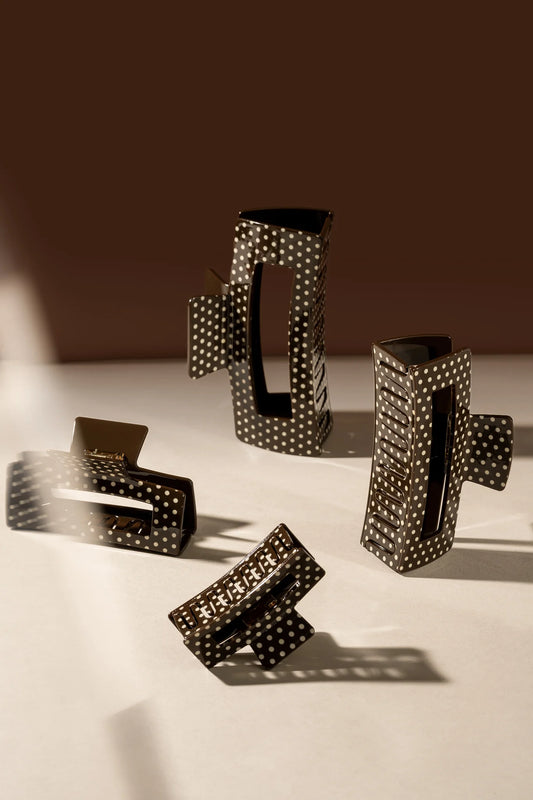 Pince à cheveux : Polka dot Brun