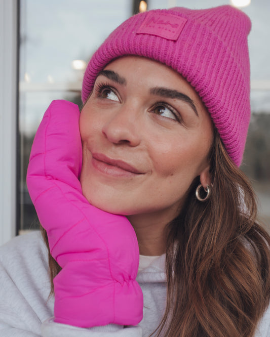 Tuque en tricot - Super rose