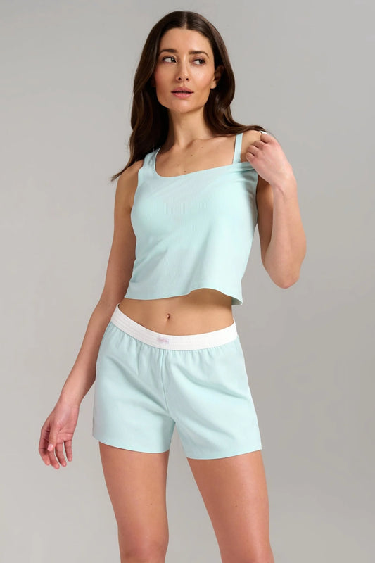 Camisole en coton biologique côtelé - Aqua mist